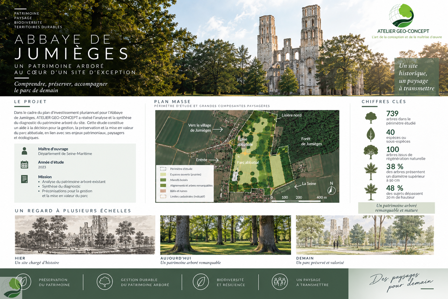 Analyse et synthèse du patrimoine arboré de l’abbaye de Jumièges (76)