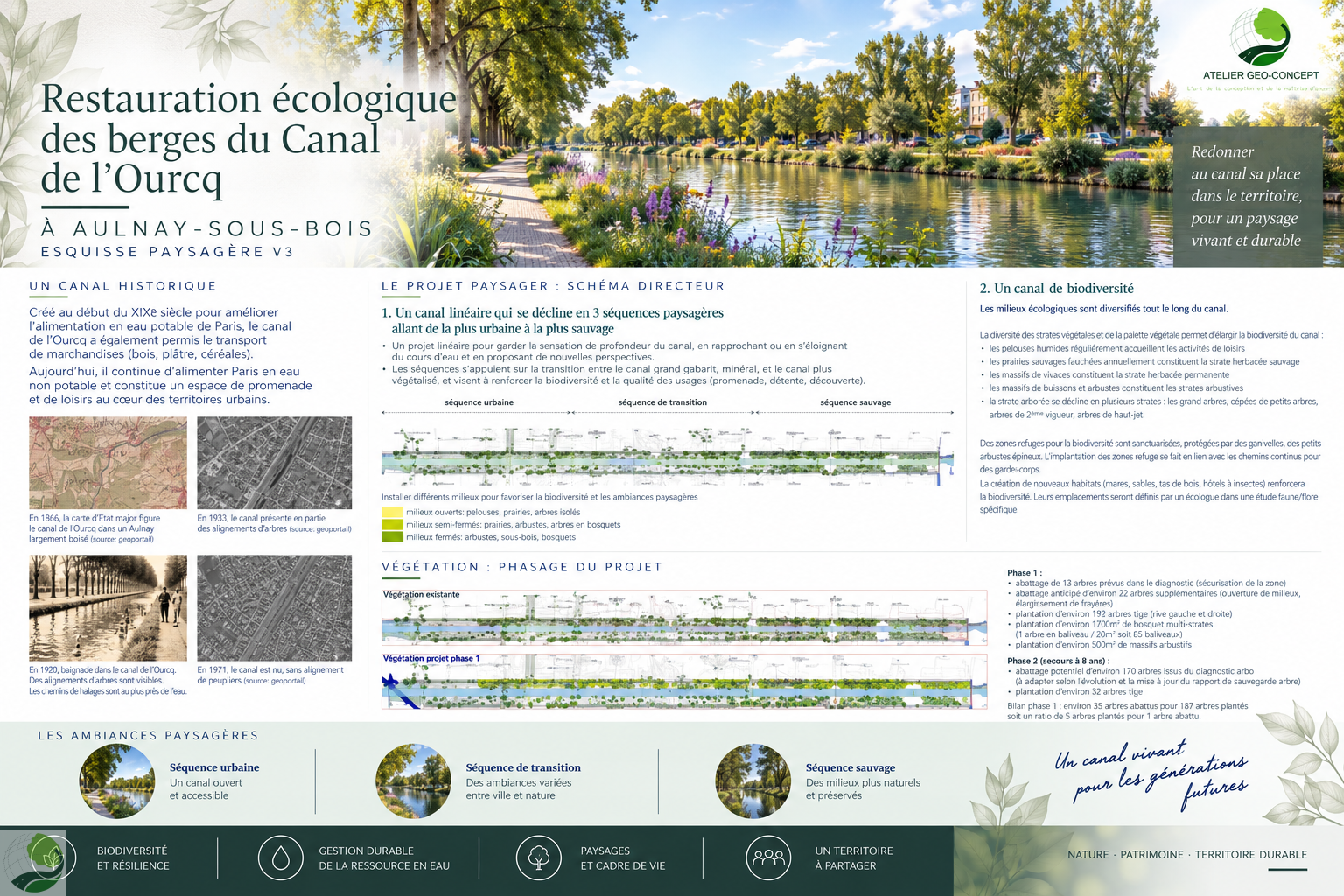 Mission pour la restauration écologique et paysagère des berges du canal de l’Ourcq à Aulnay-sous-Bois (93)